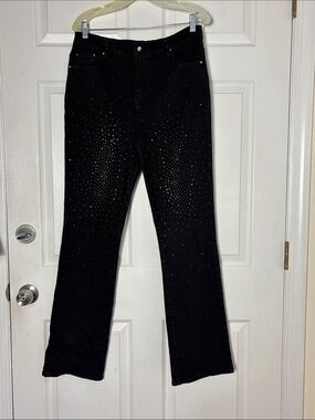 DG2 Black Studded High-Rise TALL Jeans Ramie Cotton Blend Size 10 Festival Moto